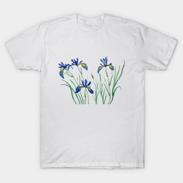 blue irises blossom T-Shirt by colorandcolor